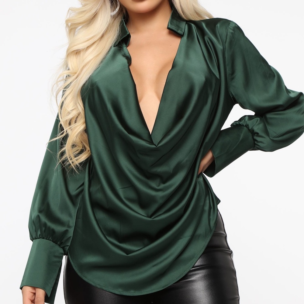 Green Satin Top